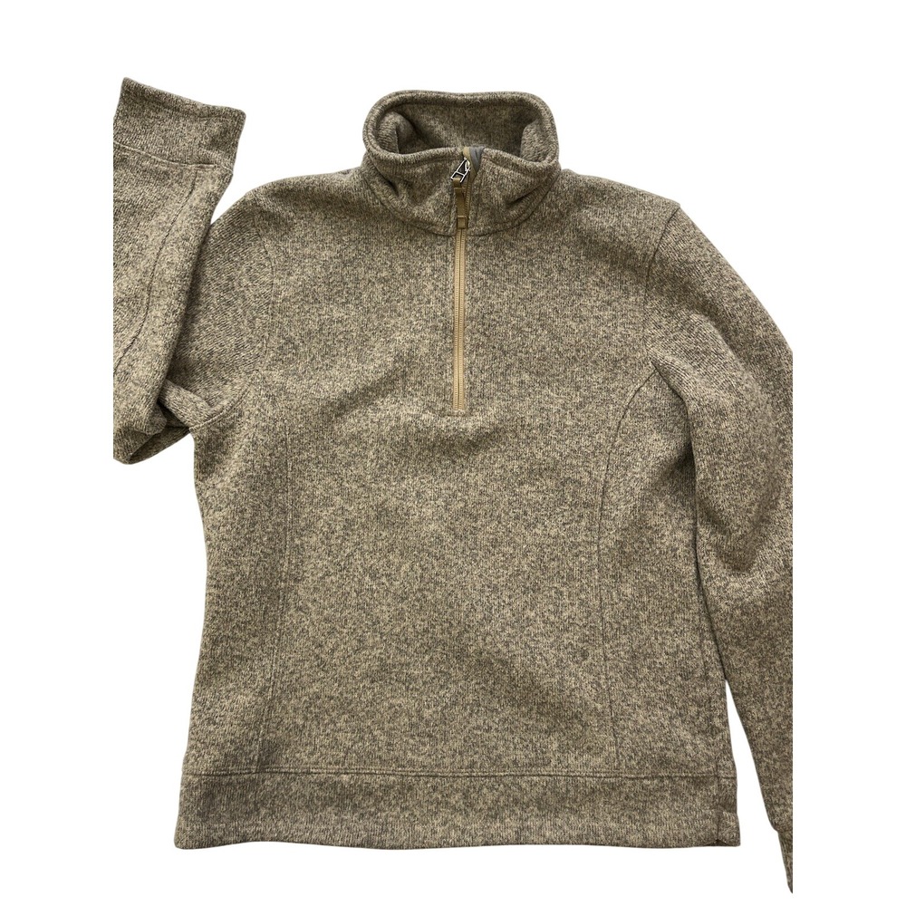 Lands End Sweater Womens Small 6-8 Biege Fleece 1/4 Zip Pullover‎ Ladies Casual